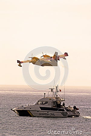 Fire Bomber and Police Boat, Spain.