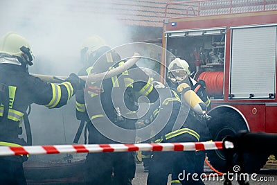 Fire brigade in action