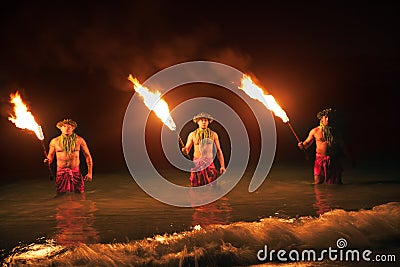 FIre Dancers in the Hawaiian islands at night