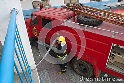 Fire emergency rescue drill