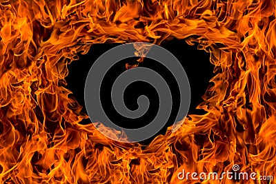 Fire flame background heart shape