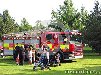 Fire and rescue tender at an outdoor event.