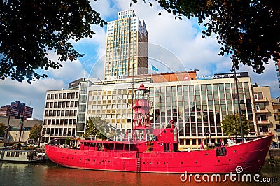 Fire ship in Rotterdam