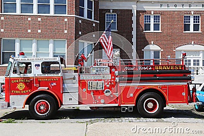 Fire truck on display at the Antique Automobile Association of Brooklyn annual Spring Car Show