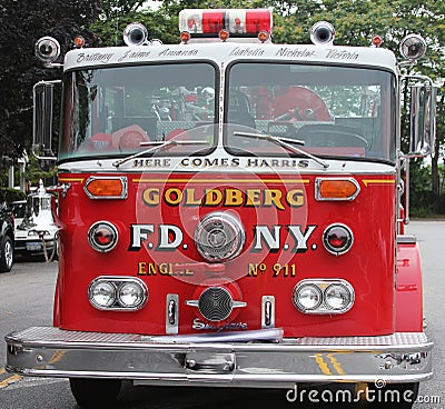 Fire truck on display at the Mill Basin car show held in Brooklyn, New York