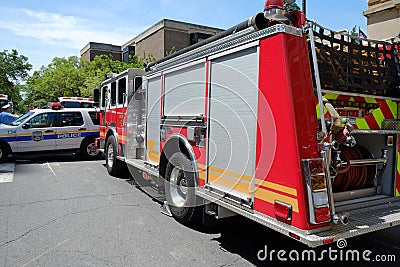 Fire truck responding to collapsed building Engine