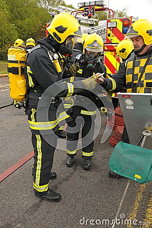 Firefighter in breathing gear