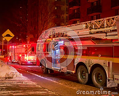 Firetrucks winter night