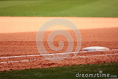 First Base Featured In Empty Baseball Field