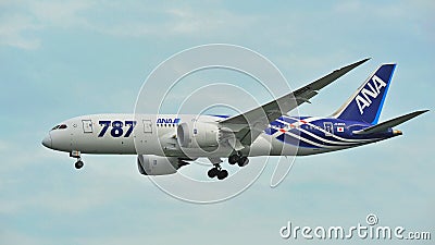 First Boeing 787 (Dreamliner) of All Nippon Airways (ANA) fleet landing at Changi Airport