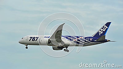 First Boeing 787 (Dreamliner) of All Nippon Airways (ANA) fleet landing at Changi Airport