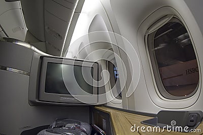 First class seat on Boeing 777-300 in a commercial airplane