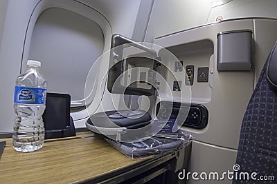 First class seat on Boeing 777-300 in a commercial airplane