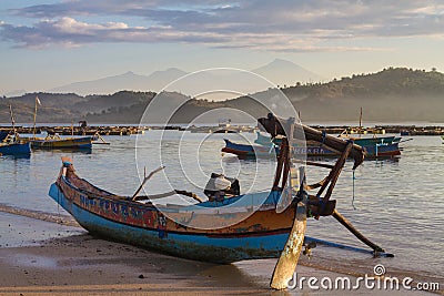 Fish boat at sunrise in Asia