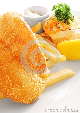 Fish dish with fries, fried western food