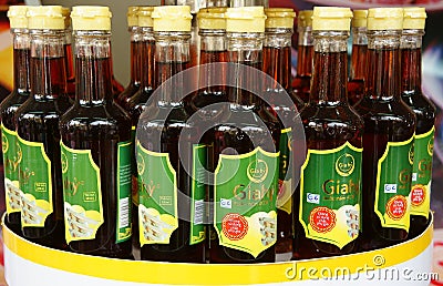 Fish sauce bottle in retail store