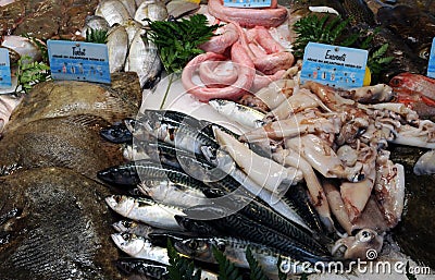 Fish shop in the city of Honfleur