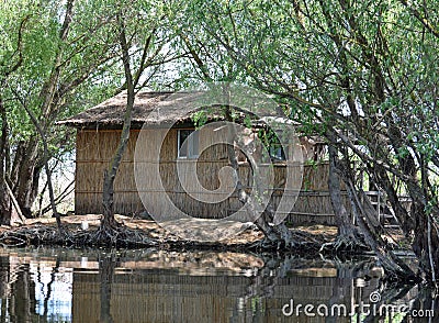 Fisherman reed house by the shore