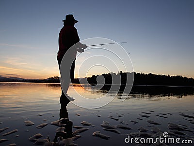 Fisherman in a river at batemans bay