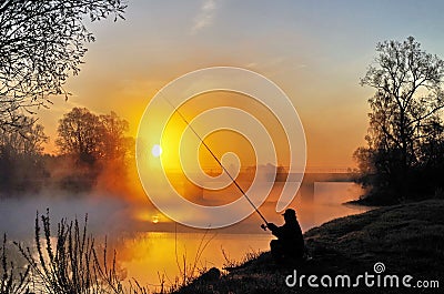 Fisherman and a sunset