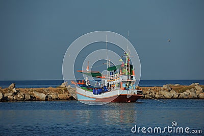 Fishing boat floating on the water,