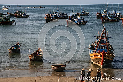 The fishing boats in the sea in vietnam