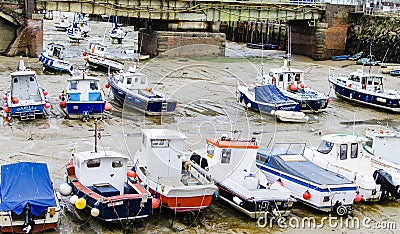 Fishing Boats Stuck in Mud at Low Tide