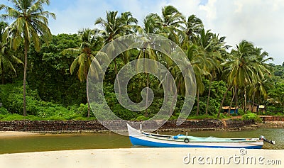 Fishing boats in tropical river. Goa