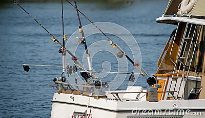 Fishing poles and boat