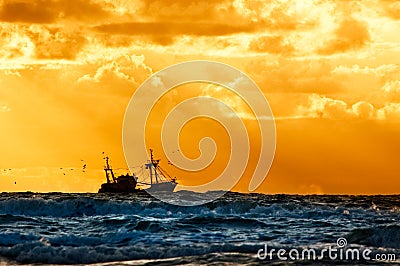 Fishing ship at sea