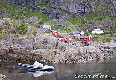 Fishing village on Norwegian fjord