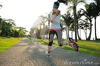 Fitness asian woman running