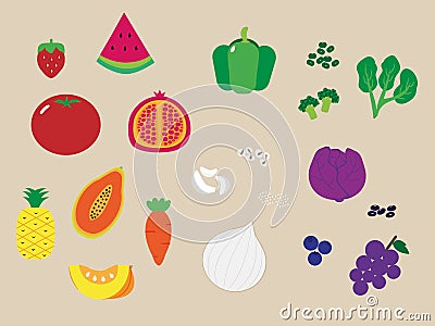 Five colors of fruits and vegetables