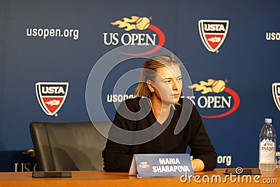 Five times Grand Slam champion Mariya Sharapova during press conference before US Open 2014