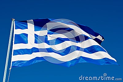 Flag of Greece waving in the wind