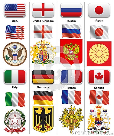 Flags and coats of world powers