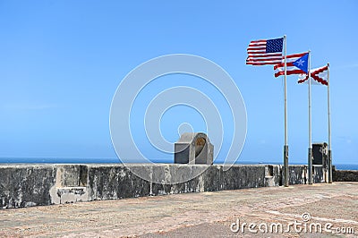 Flags Flying Atop Castillo San Cristobal Fort