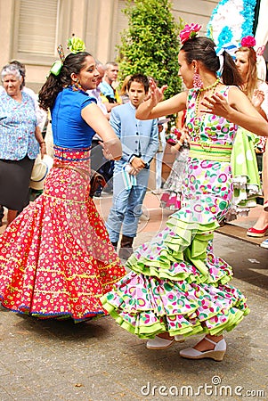 Flamenco dancers in beautiful dress