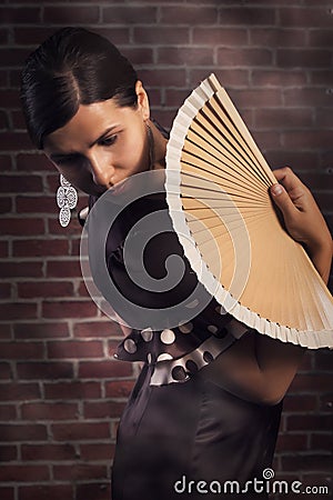 Flamenco woman with hand fan