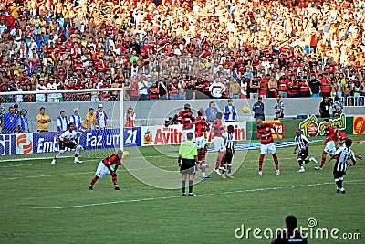 Flamengo striker heading ball Maracana stadium