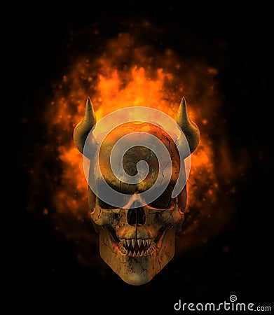 Flaming Demon Skull