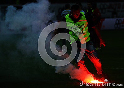 Flare on football pitch