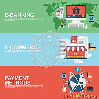 Flat Design Concepts For E-commerce, E-banking Stock Vector - Image ...