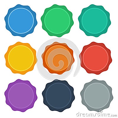 9 Flat Style design Seal / Badge Buttons