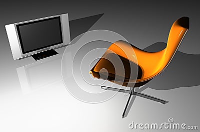 Flat TV - LCD and seat