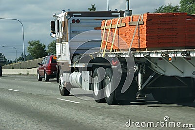 Flatbed semi truck with cargo