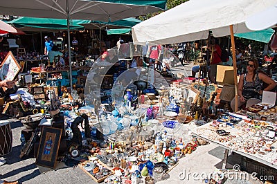 The flea market in Monastiraki on August 4, 2013 in Athens, Greece.