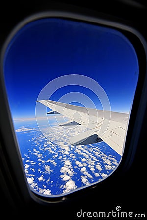 Flight sensation - airplane window view