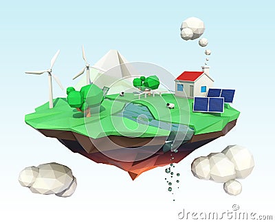 Floating island for ecology concept