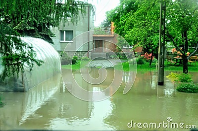 Flood in Poland - Silesia, Zabrze,river Klodnica